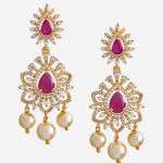 Silver-Plated & Blue Oxidised Geometric Drop Earrings