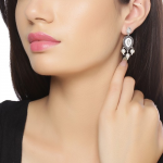 Silver-Toned Teardrop Shaped Drop Earrings