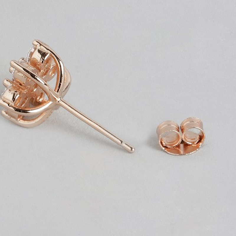 Rose Gold Floral Studs Earrings